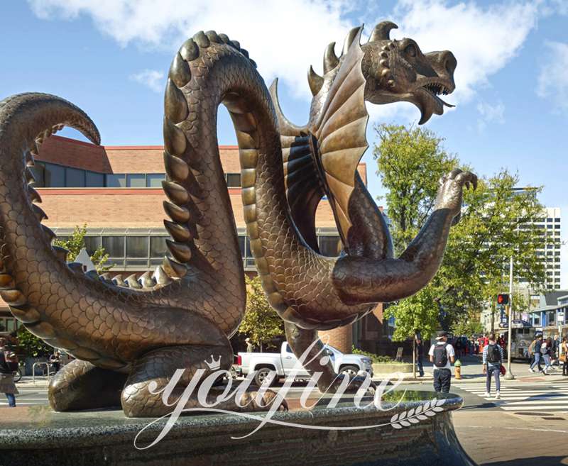 Ancient Golden Chinese Dragon Statue Fountain Monument BOK1-367 - Mythical Creatures Statues - 13