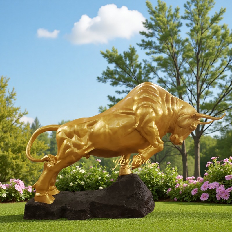 gold bull bronze statue