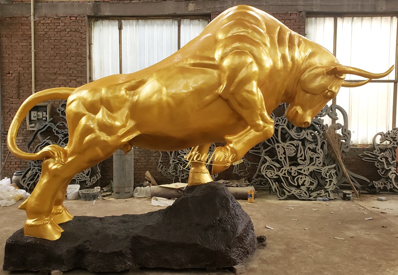 Huge Bronze Gold Bull Statue BOKK-949 - Bronze Bull Sculpture - 6