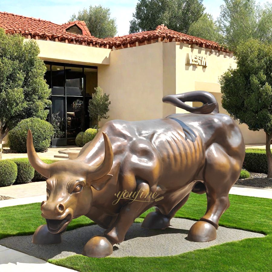 Bronze Wall Street Bull Statue Replica BOKK-350 - Charging Bull Statue - 2