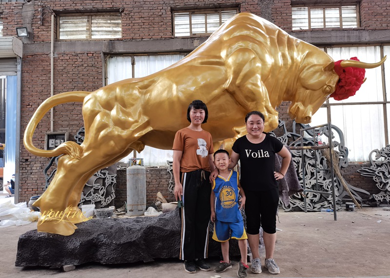Huge Bronze Gold Bull Statue BOKK-949 - Bronze Bull Sculpture - 4