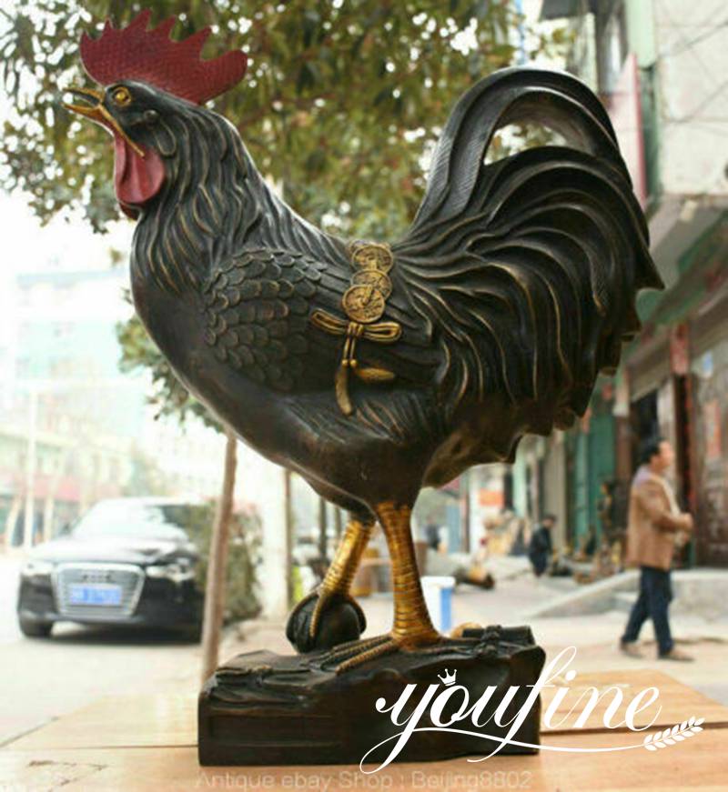 life-size bronze chicken sculpture-YouFine Sculpture