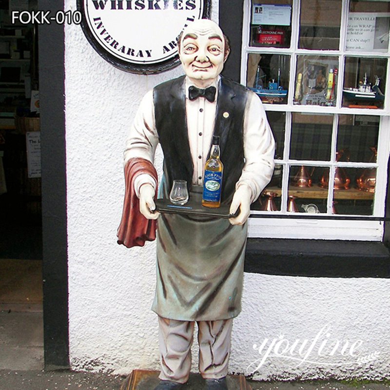 Fiberglass Old Man Butler with Tray Statue YouFine Sculpture