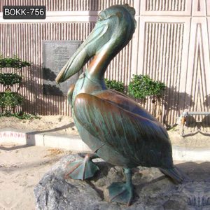 Large Outdoor Bronze Pelican Statue Yard Decor Factory Supplier BOKK-756