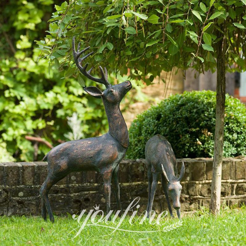 Life-size Bronze Deer Statue for Yard Group Art Home Decor BOK1-376 - Bronze Deer Sculpture - 11