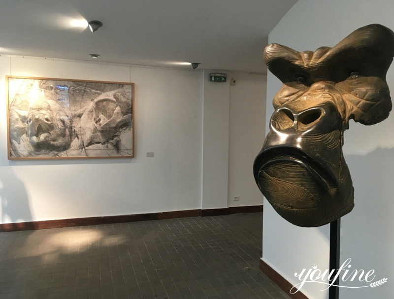 bronze gorilla head statue for sale-YouFine Sculpture