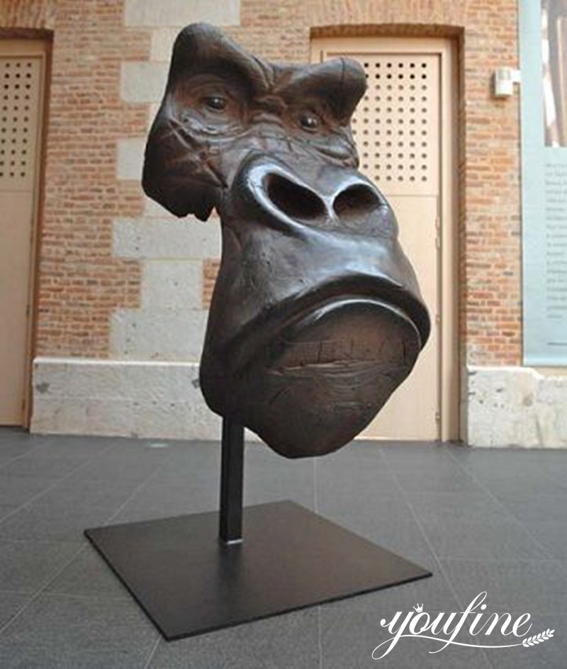 Bronze Gorilla Head Sculpture of Famous Quentin Garel BOK1-383 - Bronze Monkey Statue - 6