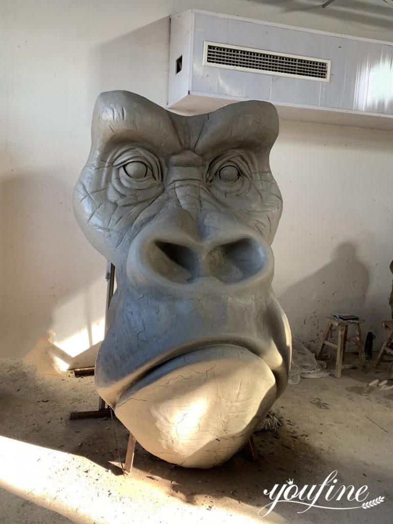 Bronze Gorilla Head Sculpture of Famous Quentin Garel BOK1-383 - Bronze Monkey Statue - 5