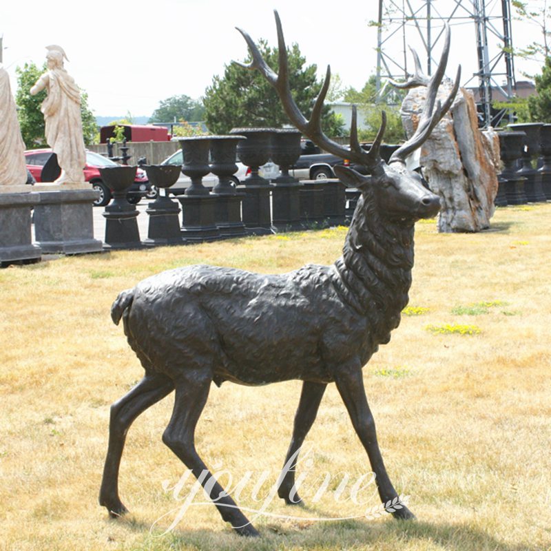 Life-size Bronze Deer Statue for Yard Group Art Home Decor BOK1-376 - Bronze Deer Sculpture - 18