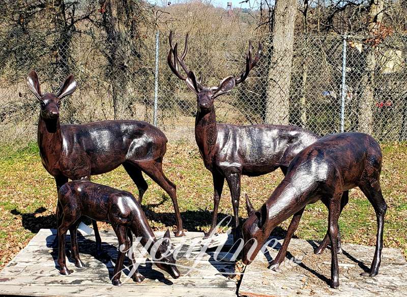 Life-size Bronze Deer Statue for Yard Group Art Home Decor BOK1-376 - Bronze Deer Sculpture - 3