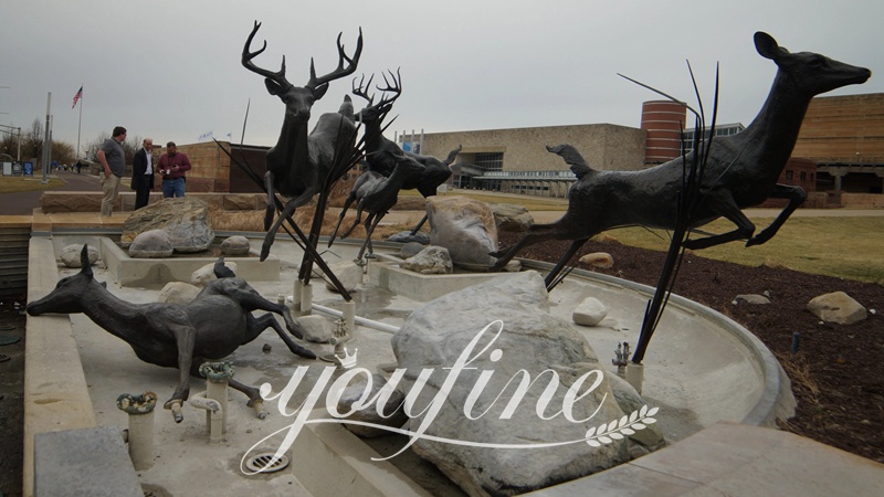 Life-size Bronze Deer Statue for Yard Group Art Home Decor BOK1-376 - Bronze Deer Sculpture - 26