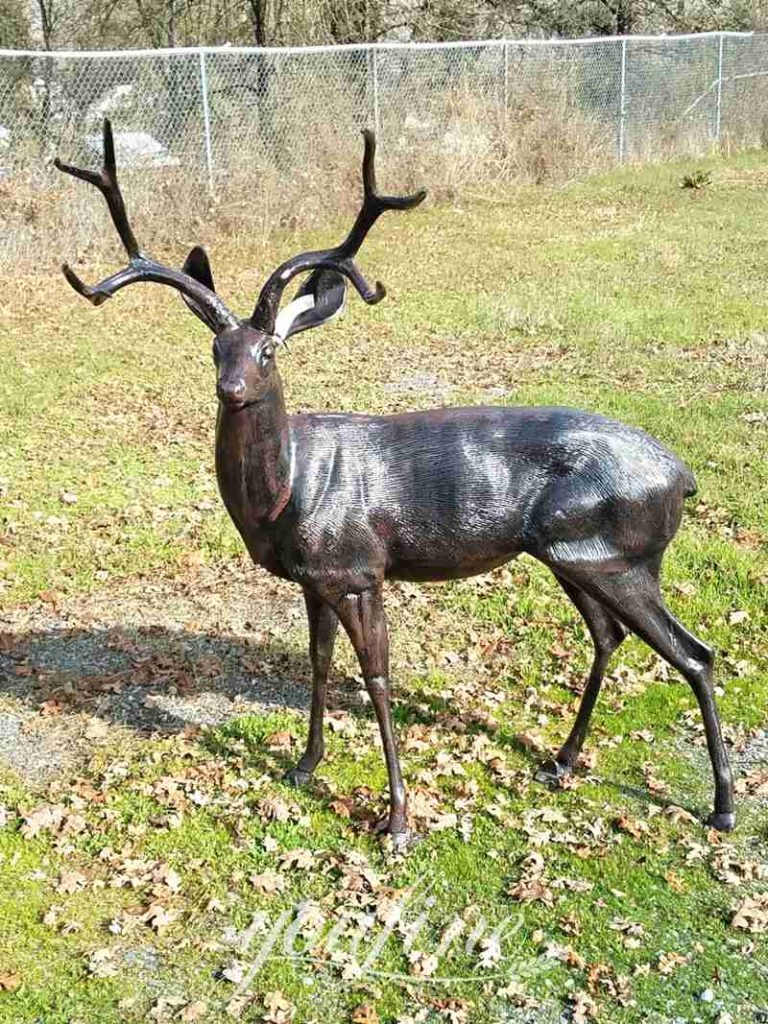 Life-size Bronze Deer Statue for Yard Group Art Home Decor BOK1-376 - Bronze Deer Sculpture - 4