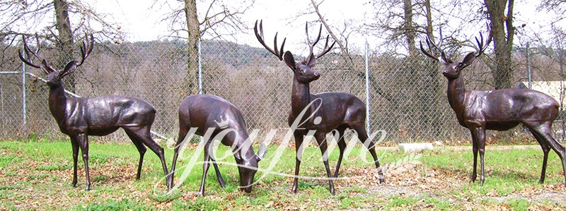 Life-size Bronze Deer Statue for Yard Group Art Home Decor BOK1-376 - Bronze Deer Sculpture - 2