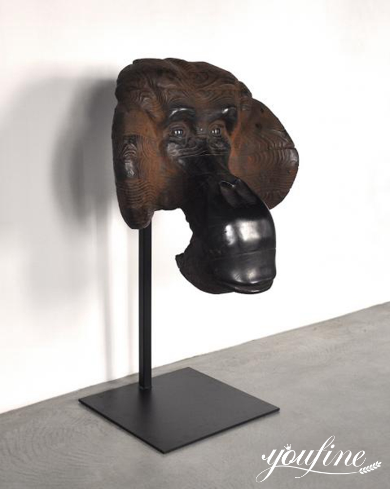 Bronze Gorilla Head Sculpture of Famous Quentin Garel BOK1-383 - Bronze Monkey Statue - 13
