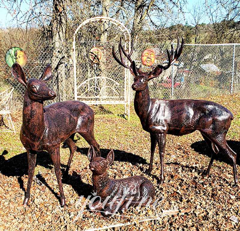 Life-size Bronze Deer Statue for Yard Group Art Home Decor BOK1-376 - Bronze Deer Sculpture - 8