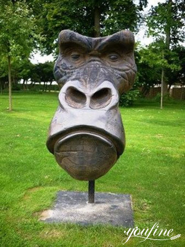 Bronze Gorilla Head Sculpture of Famous Quentin Garel BOK1-383 - Bronze Monkey Statue - 9