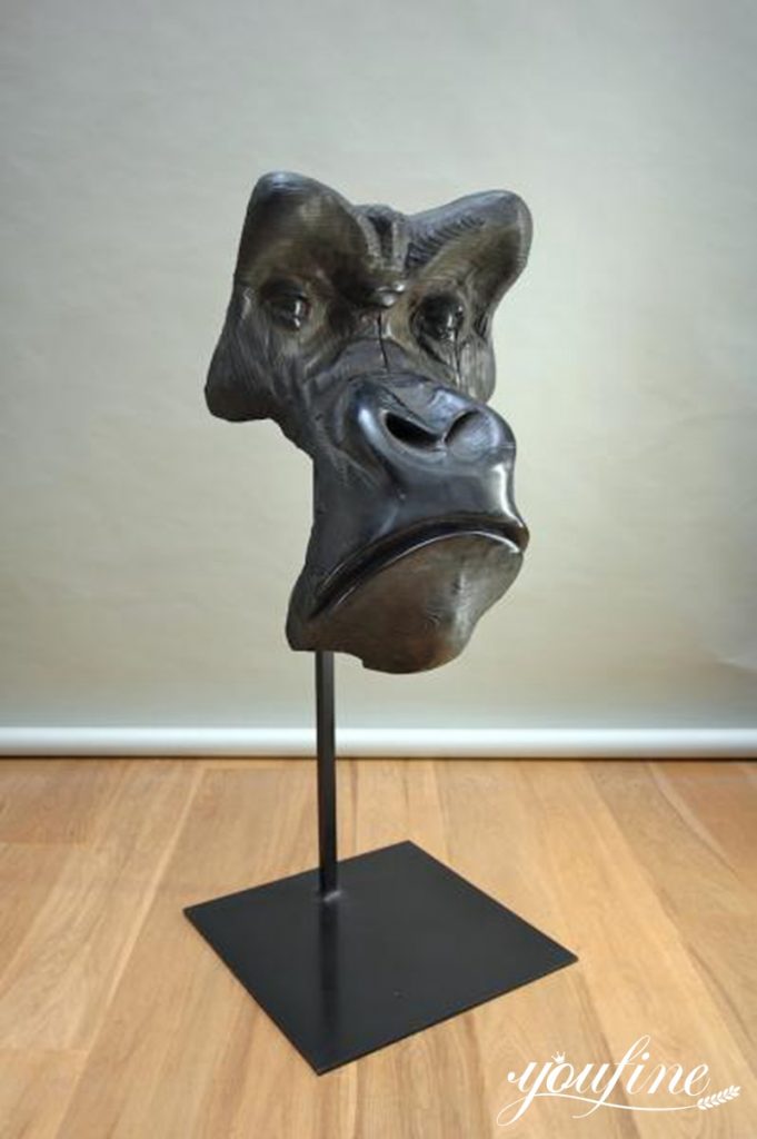 Custom Made Bronze Gorilla Head Statue of Famous Quentin Garel BOK1-383 - Bronze Animal Sculpture - 1