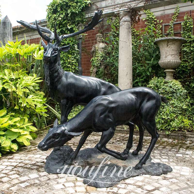 Life-size Bronze Deer Statue for Yard Group Art Home Decor BOK1-376 - Bronze Deer Sculpture - 10