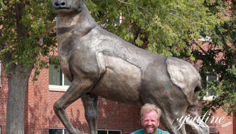 Custom Bronze Antelope and Lion Sculpture Outdoor Park and Garden Decor BOK1-407 - Bronze Animal Sculpture - 8