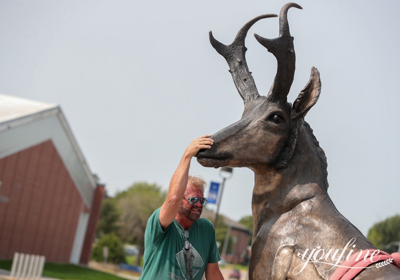 Custom Bronze Antelope and Lion Sculpture Outdoor Park and Garden Decor BOK1-407 - Bronze Animal Sculpture - 9