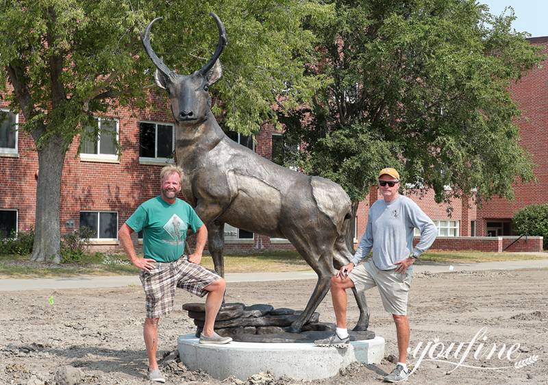 Custom Bronze Antelope and Lion Sculpture Outdoor Park and Garden Decor BOK1-407 - Bronze Animal Sculpture - 15