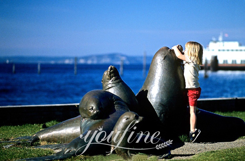 Large Bronze Sea Lion Sculpture Animal Artworks for Sale BOK1-405 - Other Animal sculptures - 12