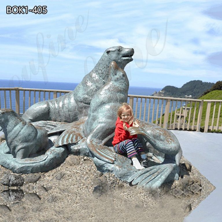 Bronze sea lion statues singapore-YouFine Sculpture