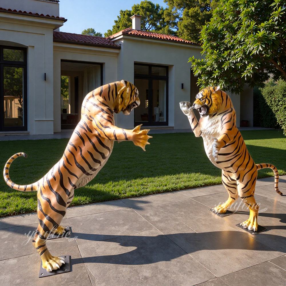 two Tiger Garden Statue art