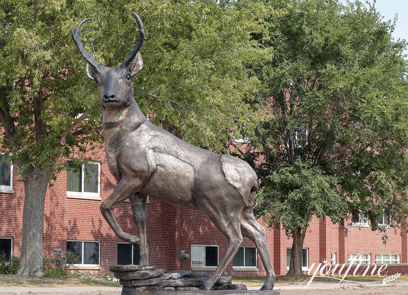 Custom Bronze Antelope and Lion Sculpture Outdoor Park and Garden Decor BOK1-407 - Bronze Animal Sculpture - 7