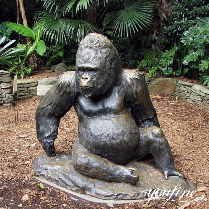 Life-Size Seated Bronze Gorilla Statue BOK1-395 - Bronze Monkey Statue - 16
