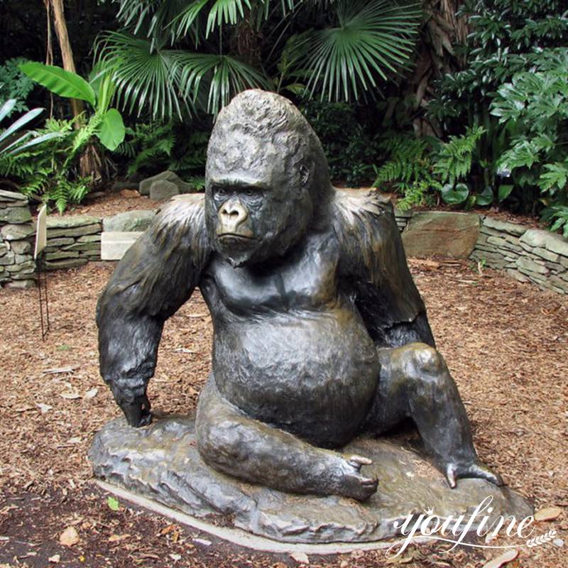 Life-Size Bronze Seated Gorilla Statue Outdoor Decor BOK1-395 - Bronze Animal Sculpture - 16