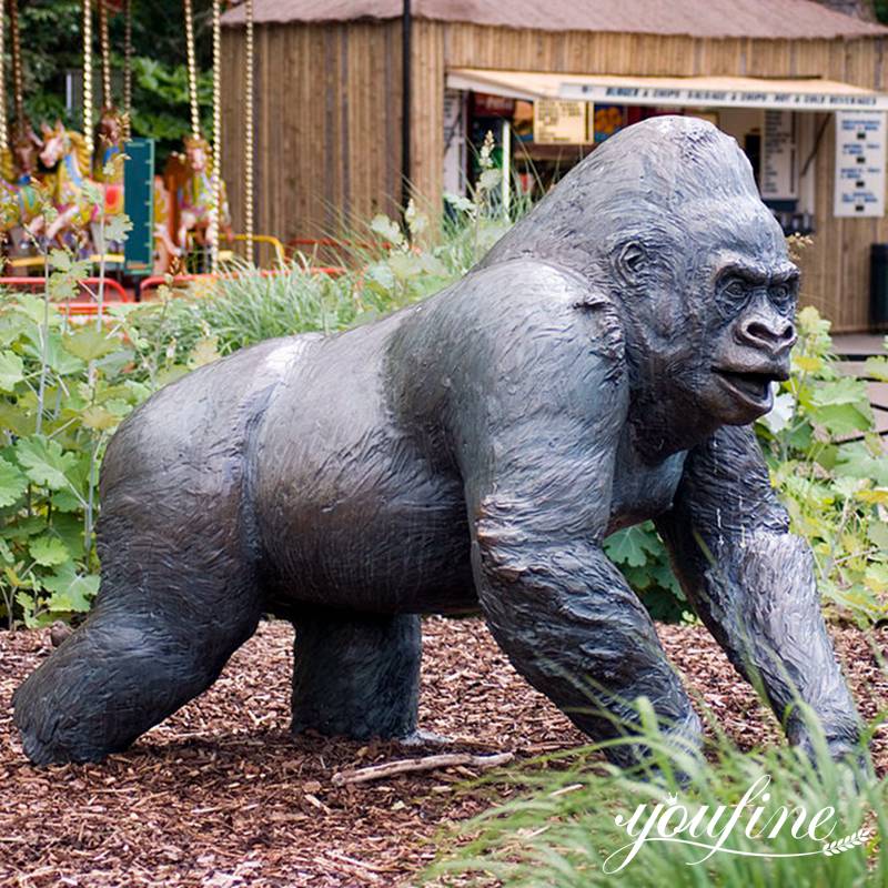 Life-Size Bronze Seated Gorilla Statue Outdoor Decor BOK1-395 - Bronze Animal Sculpture - 20