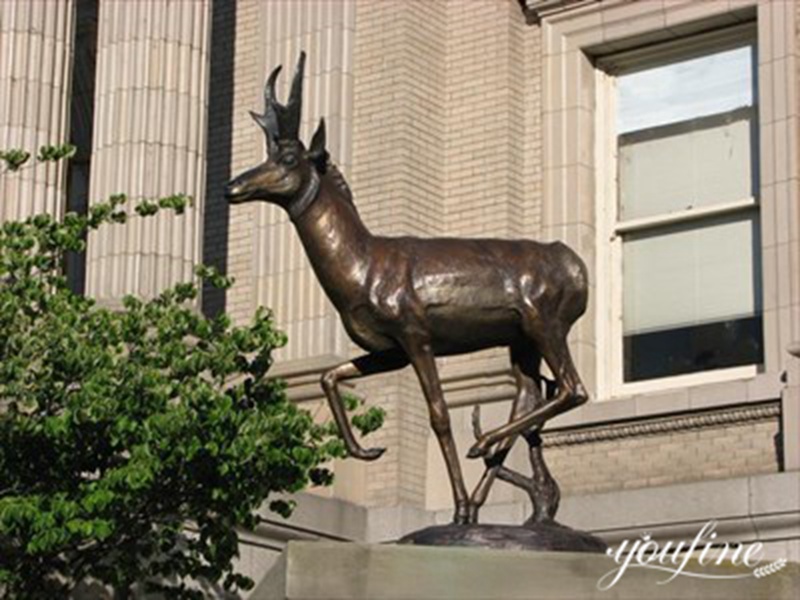 bronze running antelope statue-YouFine Sculpture