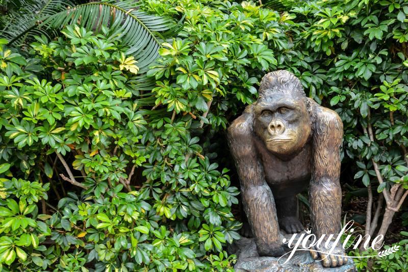 Life-Size Bronze Seated Gorilla Statue Outdoor Decor BOK1-395 - Bronze Animal Sculpture - 17