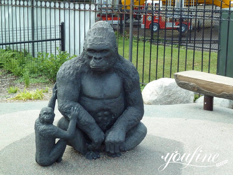 Life-Size Seated Bronze Gorilla Statue BOK1-395 - Bronze Monkey Statue - 9