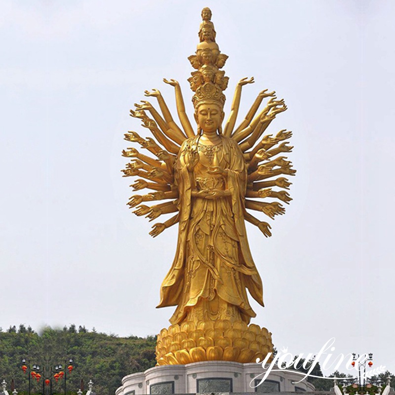 Bronze Golden Thousand Hand Guanyin Statue Manufacturer BOK1-391 - Bronze Buddha sculpture - 3