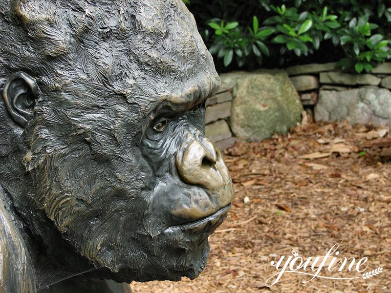 Life-Size Seated Bronze Gorilla Statue BOK1-395 - Bronze Monkey Statue - 6