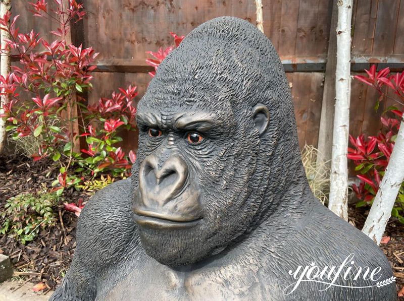 Life-Size Seated Bronze Gorilla Statue BOK1-395 - Bronze Monkey Statue - 8
