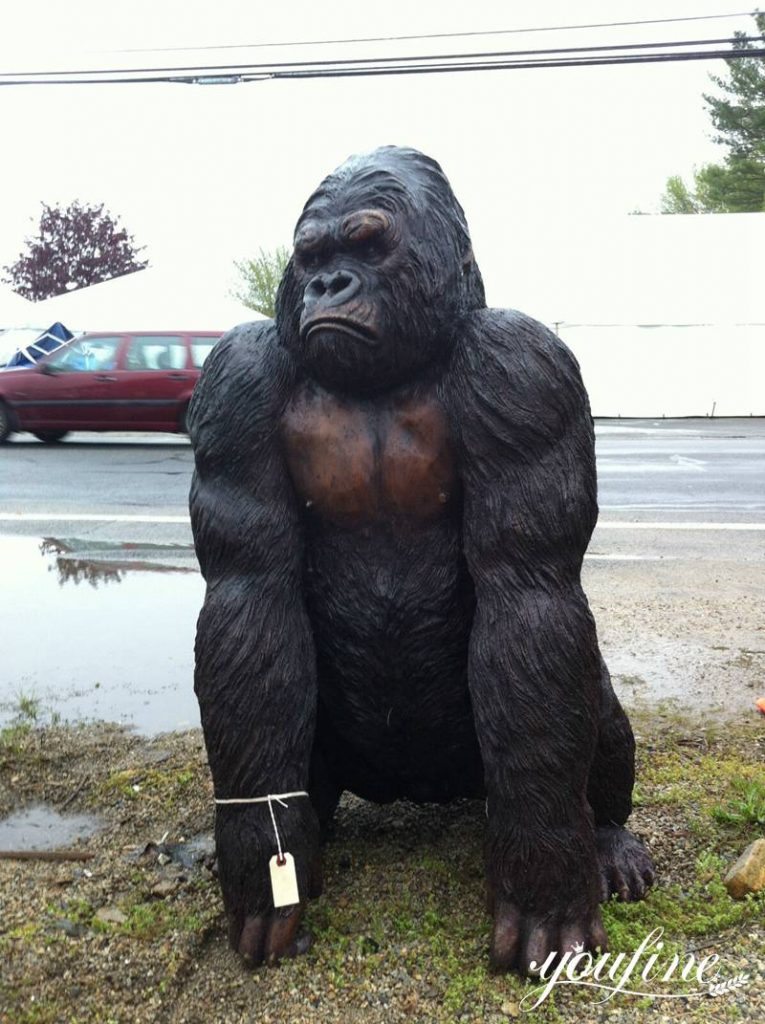 Life-Size Seated Bronze Gorilla Statue BOK1-395 - Bronze Monkey Statue - 10