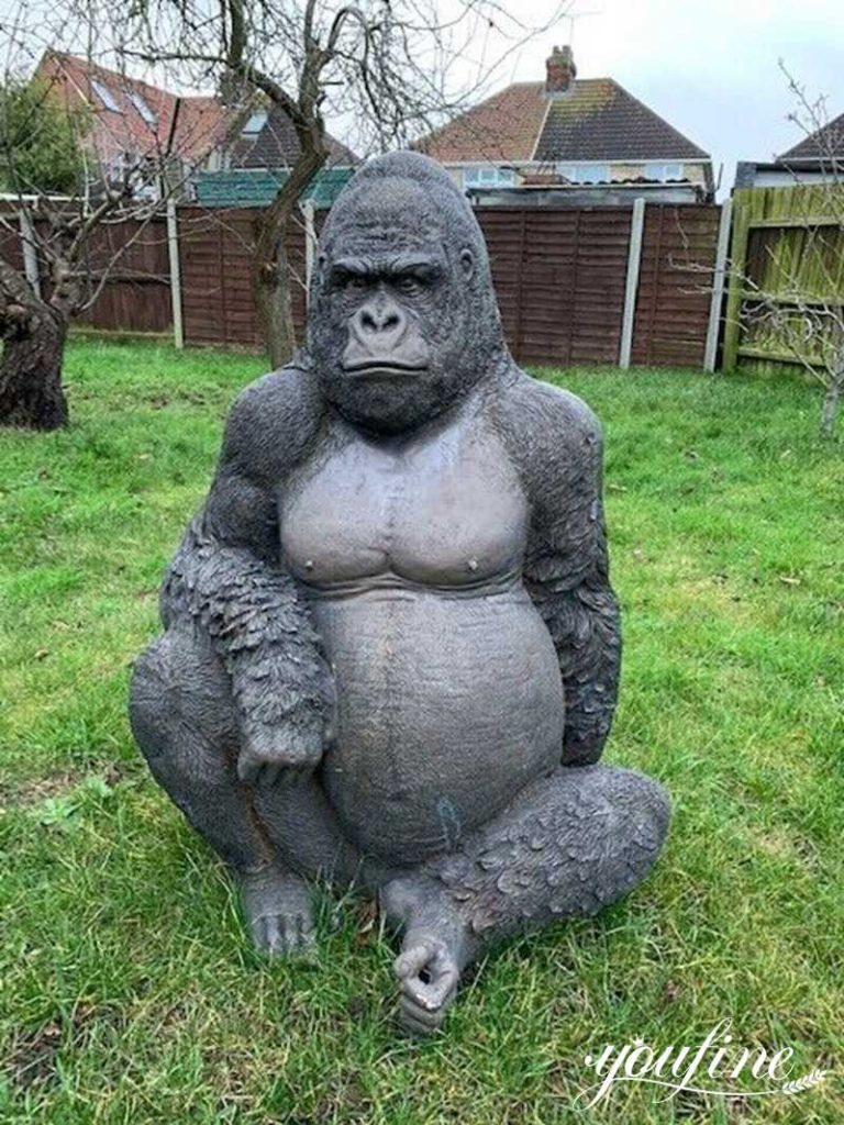 Life-Size Seated Bronze Gorilla Statue BOK1-395 - Bronze Monkey Statue - 19