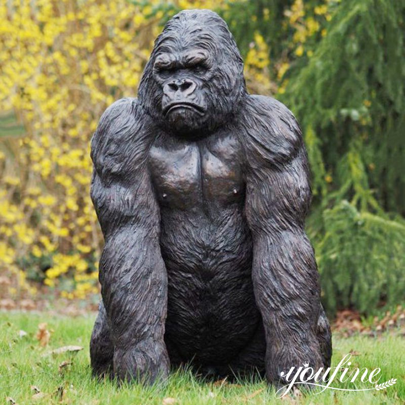 Life-Size Seated Bronze Gorilla Statue BOK1-395 - Bronze Monkey Statue - 18