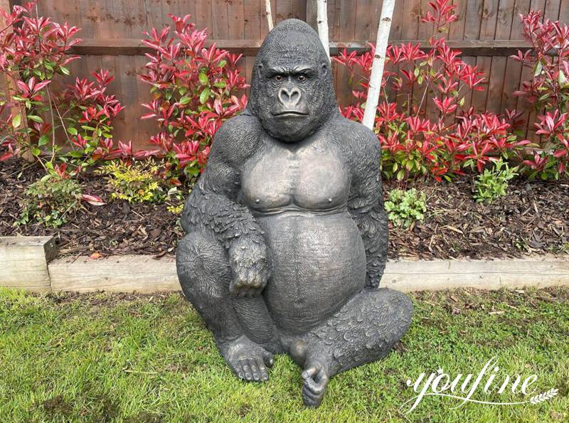 Life-Size Bronze Seated Gorilla Statue Outdoor Decor BOK1-395 - Bronze Animal Sculpture - 2