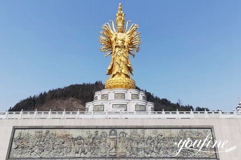 golden standing thousand hand guanyin statue-YouFine Sculpture