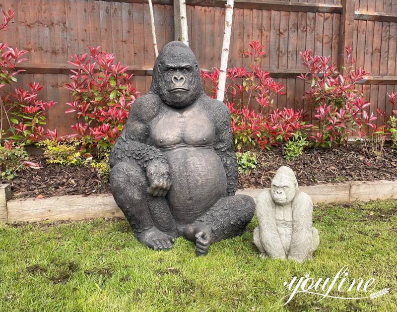 Life-Size Bronze Seated Gorilla Statue Outdoor Decor BOK1-395 - Bronze Animal Sculpture - 1