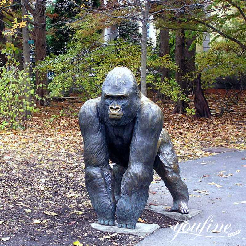 Life-Size Seated Bronze Gorilla Statue BOK1-395 - Bronze Monkey Statue - 11