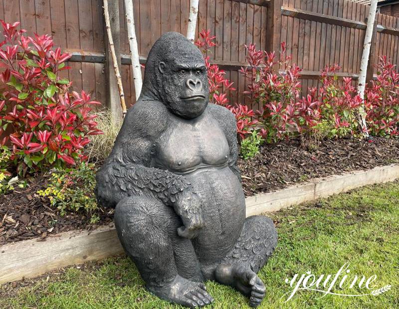 Life-Size Bronze Seated Gorilla Statue Outdoor Decor BOK1-395 - Bronze Animal Sculpture - 4