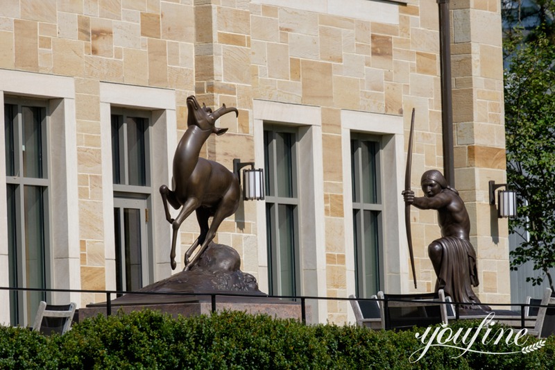 Custom Bronze Antelope and Lion Sculpture Outdoor Park and Garden Decor BOK1-407 - Bronze Animal Sculpture - 14