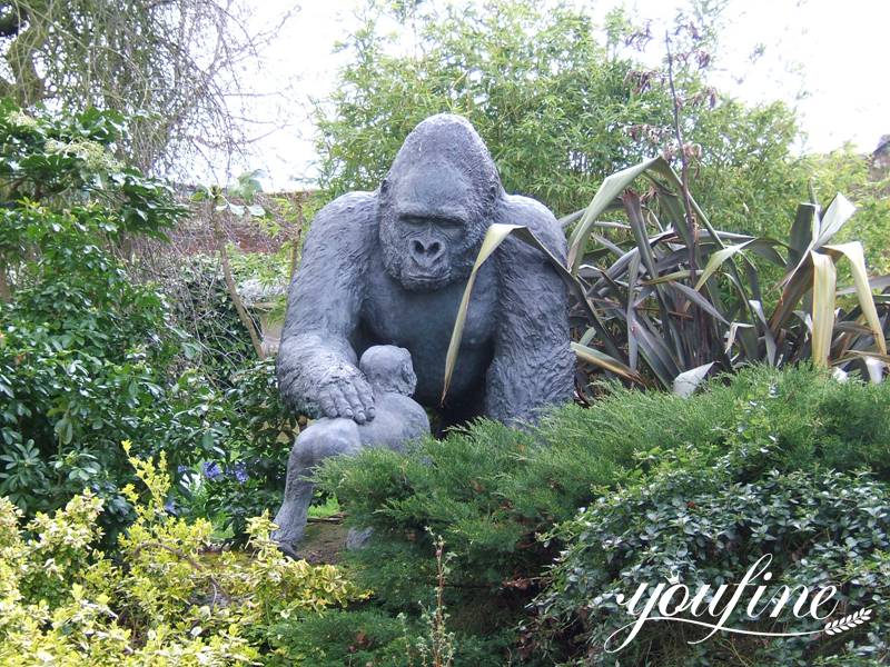 Life-Size Bronze Seated Gorilla Statue Outdoor Decor BOK1-395 - Bronze Animal Sculpture - 12