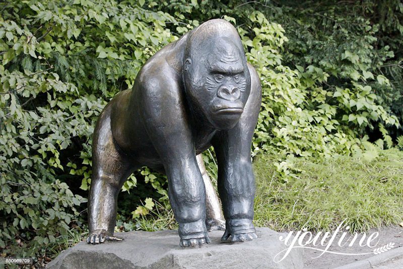 Life-Size Seated Bronze Gorilla Statue BOK1-395 - Bronze Monkey Statue - 13
