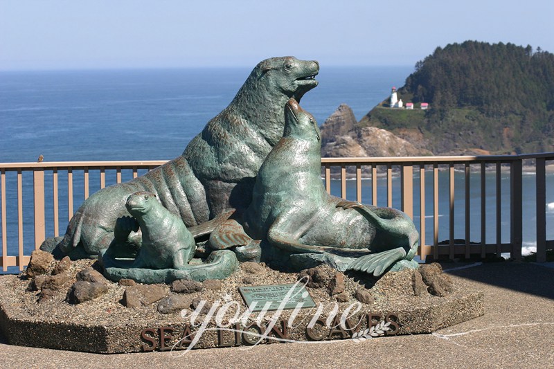 Large Bronze Sea Lion Sculpture Animal Artworks for Sale BOK1-405 - Other Animal sculptures - 2